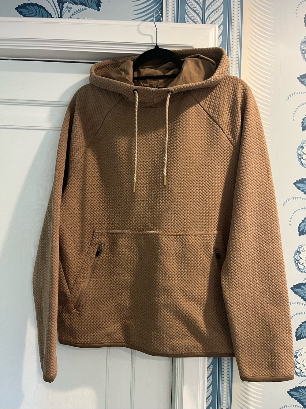 Tan Quilted Hooded Pullover Sweatshirt - Unbranded